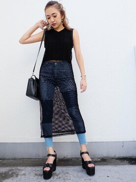 「EVRIS（エヴリス）のアイテム（その他）」を使った、佐々木彩乃さん（レディース・161cm）の夏コーディネート