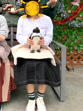 「アイテム（ソックス/靴下、グリーン系）」を使った、デリシャストマトさん（レディース・156cm）の冬コーディネート