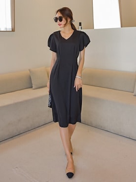 「アイテム（ドレス、ブラック系）」を使った、EVERY NANAさん（レディース・164cm）の夏コーディネート