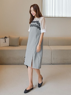 「韓国コーデ」｜「アイテム（その他トップス）」を使った、EVERY NANAさん（レディース・164cm）の夏コーディネート