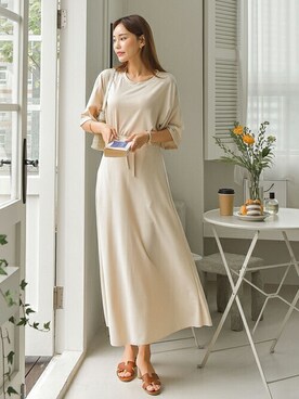 「韓国コーデ」｜「アイテム（その他トップス）」を使った、EVERY NANAさん（レディース・164cm）の夏コーディネート