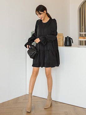 「アイテム（ドレス、ブラック系）」を使った、EVERY NANAさん（レディース・164cm）の夏コーディネート