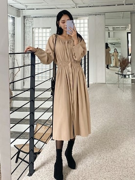 「韓国好きな人と繋がりたい」｜「アイテム（ワンピース/ドレス）」を使った、EVERY NANAさん（レディース・164cm）の秋コーディネート