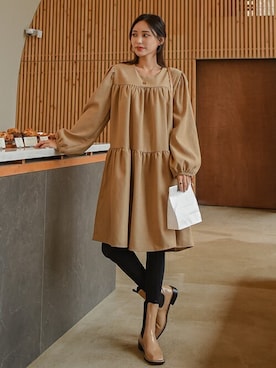 「韓国好きな人と繋がりたい」｜「アイテム（ワンピース/ドレス）」を使った、EVERY NANAさん（レディース・164cm）の秋コーディネート