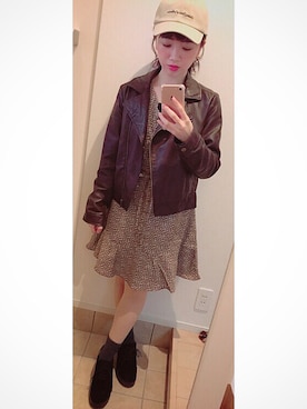 「one after another NICE CLAUP（ワンアフターアナザーナイスクラップ）のアイテム（キャップ）」を使った、yukinoさん（レディース・150cm）の春コーディネート