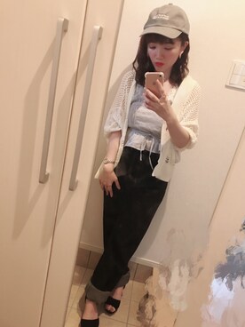 「one after another NICE CLAUP（ワンアフターアナザーナイスクラップ）のアイテム（キャップ）」を使った、yukinoさん（レディース・150cm）の夏コーディネート