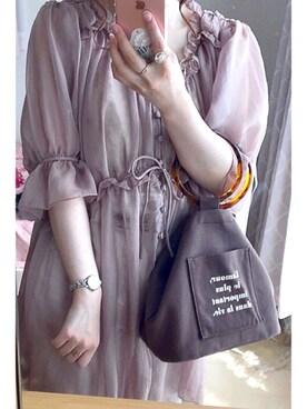 「one after another NICE CLAUP（ワンアフターアナザーナイスクラップ）のアイテム（チュニック、ブラウン系）」を使った、yukinoさん（レディース・150cm）の春コーディネート