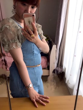 「one after another NICE CLAUP（ワンアフターアナザーナイスクラップ）のアイテム（オールインワン・サロペット）」を使った、yukinoさん（レディース・150cm）の夏コーディネート
