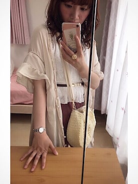 「one after another NICE CLAUP（ワンアフターアナザーナイスクラップ）のアイテム（アンサンブル）」を使った、yukinoさん（レディース・150cm）の夏コーディネート
