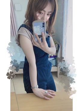 「Heather（ヘザー）のアイテム（サロペット/オーバーオール）」を使った、yukinoさん（レディース・150cm）の春コーディネート