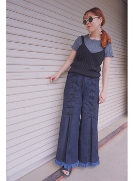 「ニットキャミソール」｜「アイテム（その他）」を使った、kumiosadaさん（レディース・155cm）の春コーディネート