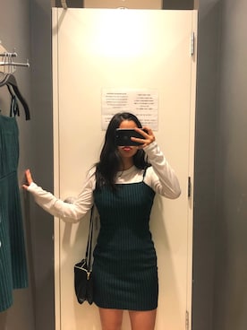 「FOREVER 21（フォーエバー トゥエンティーワン）のアイテム（ワンピース、グリーン系）」を使った、I’m miniさん（レディース・150cm）の秋コーディネート