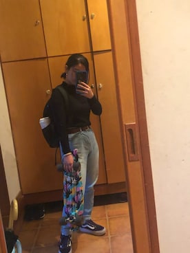 「UNIQLO（ユニクロ）のアイテム（トップス、ブラック系）」を使った、I’m miniさん（レディース・150cm）の冬コーディネート