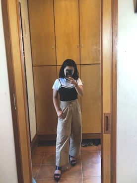 「FOREVER 21（フォーエバー トゥエンティーワン）のアイテム（キャミソール、ブラック系）」を使った、I’m miniさん（レディース・150cm）の夏コーディネート
