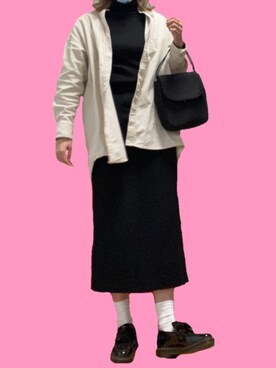 「UNIQLO（ユニクロ）のエクストラファインメリノリブタートルネックセーター（長袖）（ニット/セーター）」を使った、ちぇるこさん（レディース・164cm）の冬コーディネート