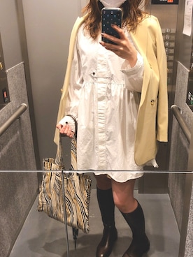 「nano・universe」｜「アイテム（シャツワンピース）」を使った、ℍ𝕨さん（レディース・156cm）の春コーディネート