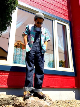 「アニエスベー」｜「アイテム（サロペット/オーバーオール）」を使った、Roberto・H・ Shunskeさん（メンズ・173cm）の夏コーディネート