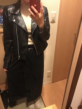 「niko and...（ニコアンド）のアイテム（ライダースジャケット）」を使った、さとうさん（レディース・161cm）の春コーディネート
