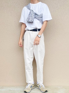 「クルーネックTシャツ」｜oryuryusanさん（メンズ・170cm）の春コーディネート