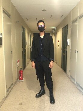 「Yohji Yamamoto POUR HOMME（ヨウジヤマモトプールオム）のアイテム（その他アウター）」を使った、MugiWolfさん（メンズ・175cm）の春コーディネート