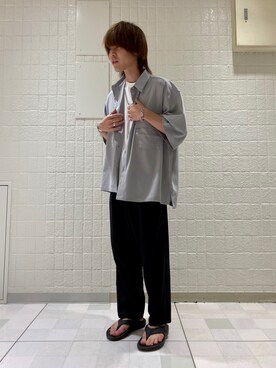 「JUNRED（ジュンレッド）の【AIR DRY/エアドライ】ワイドパンツ（その他パンツ）」を使った、ササキさん（メンズ・171cm）の夏コーディネート