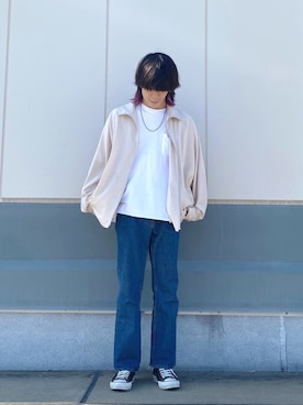 「ドルマンスリーブ」｜「アイテム（ブルゾン）」を使った、ササキさん（メンズ・171cm）の春コーディネート