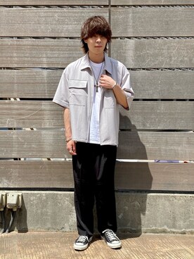「JUNRED（ジュンレッド）の【AIR DRY/エアドライ】ワイドパンツ（その他パンツ）」を使った、ササキさん（メンズ・171cm）の春コーディネート