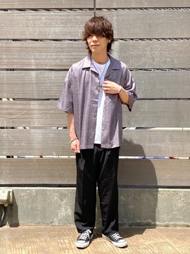 「JUNRED（ジュンレッド）の【AIR DRY/エアドライ】ワイドパンツ（その他パンツ）」を使った、ササキさん（メンズ・171cm）の春コーディネート