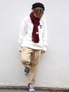 「CONVERSE（コンバース）のconverse（コンバース） ALL STAR OX（オールスターOX）（スニーカー）」を使った、VIZ STAFFさん（レディース・158cm）の冬コーディネート