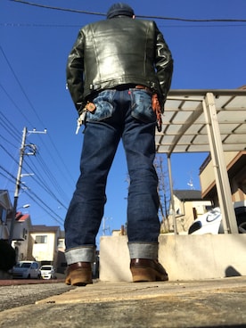 「鬼デニム（オニデニム）のアイテム（パンツ）」を使った、ーＡーさん（メンズ・164cm）の冬コーディネート