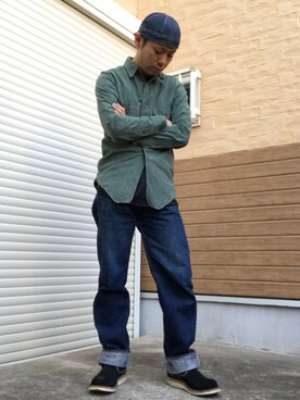 「FREEWHEELERS（フリーホイーラーズ）のアイテム（トップス）」を使った、ーＡーさん（メンズ・164cm）の夏コーディネート