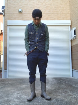 「FREEWHEELERS（フリーホイーラーズ）のアイテム（トップス）」を使った、ーＡーさん（メンズ・164cm）の秋コーディネート