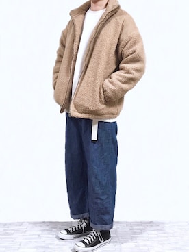 「アイラブCONVERSE」｜「アイテム（スウェット）」を使った、やじさん（メンズ・171cm）の冬コーディネート