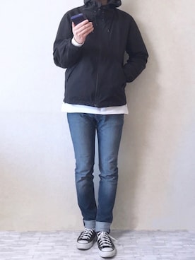 「RAGEBLUE（レイジブルー）のアイテム（マウンテンパーカー）」を使った、やじさん（メンズ・171cm）の冬コーディネート
