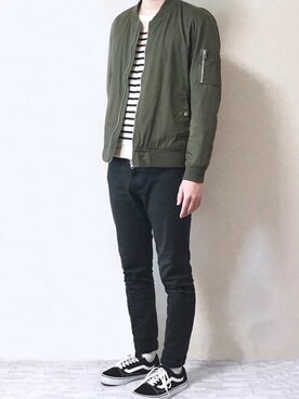 「アイテム（MA-1）」を使った、やじさん（メンズ・171cm・20代）の春コーディネート