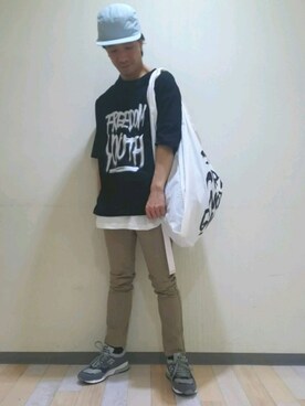「JUNRED（ジュンレッド）のアイテム（キャップ）」を使った、じゅんさん（メンズ・167cm）の春コーディネート