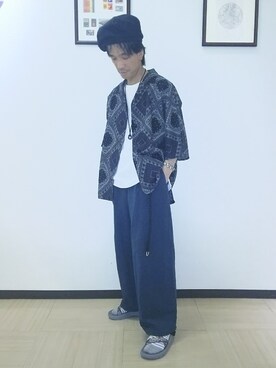 「JUNRED（ジュンレッド）のアイテム（ハンチング/ベレー帽）」を使った、じゅんさん（メンズ・167cm）の夏コーディネート