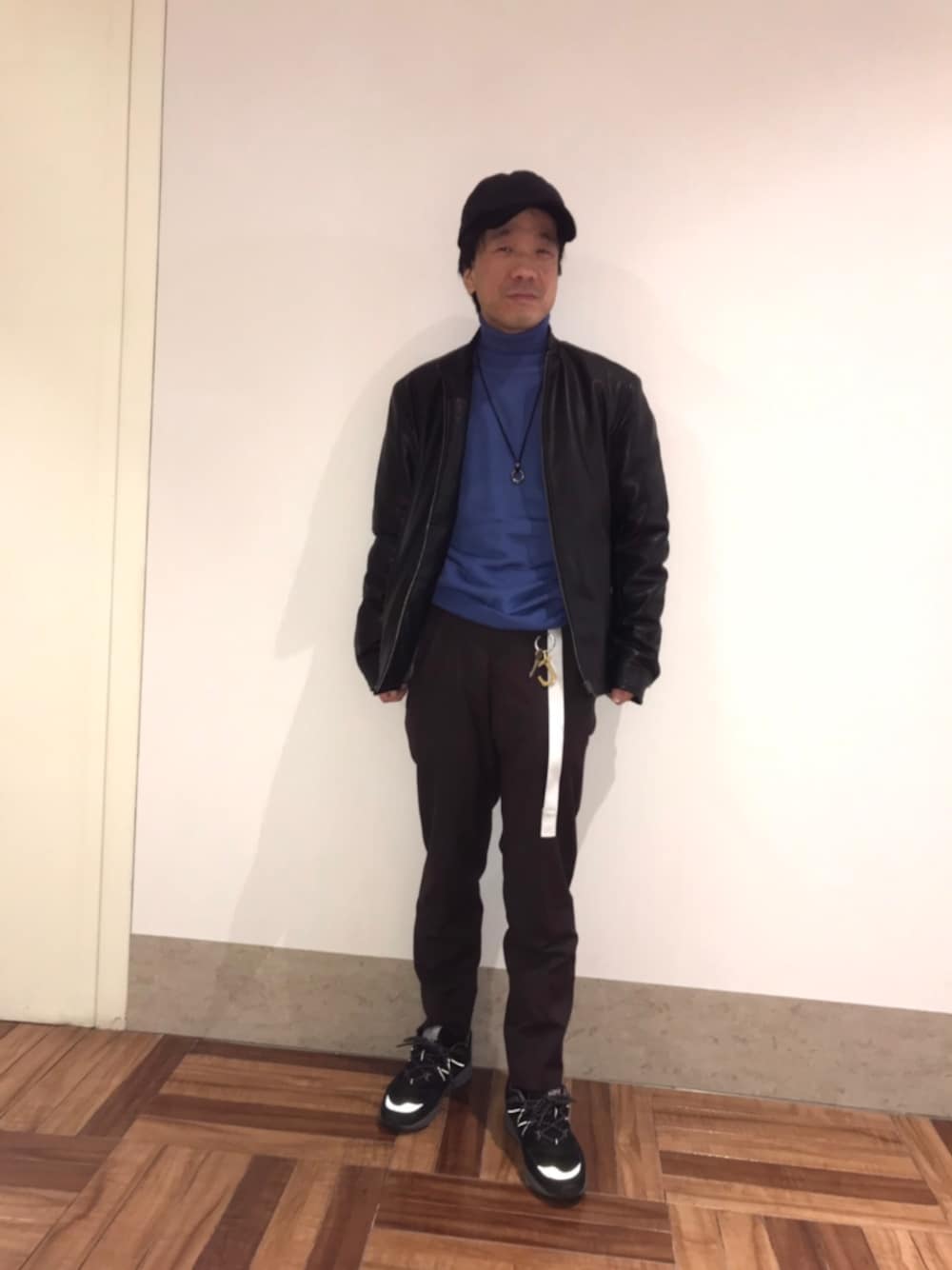 「ライダース、シンプル、JUNRedコクーンシティ」｜「JUNREDの中綿シングルライダース（ライダースジャケット、ブラック系）」を使った、じゅんさん（メンズ・167cm）の冬コーディネートの1枚目の写真