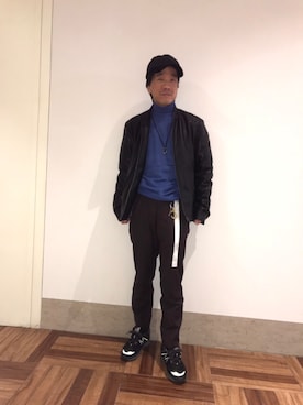 「JUNRED（ジュンレッド）のアイテム（ライダースジャケット）」を使った、じゅんさん（メンズ・167cm）の冬コーディネート