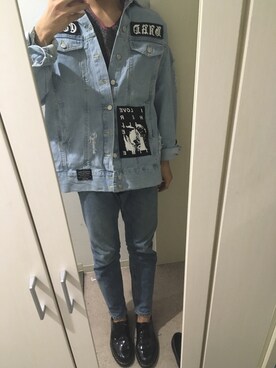 「MISBHV（ミスビヘイブ）のアイテム（デニムジャケット）」を使った、もれっつさん（メンズ・171cm）の冬コーディネート