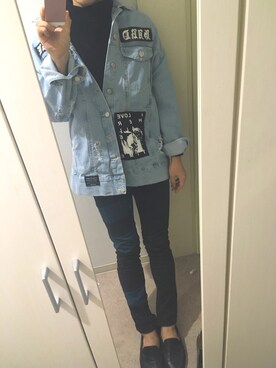 「MISBHV（ミスビヘイブ）のアイテム（デニムジャケット）」を使った、もれっつさん（メンズ・171cm）の冬コーディネート