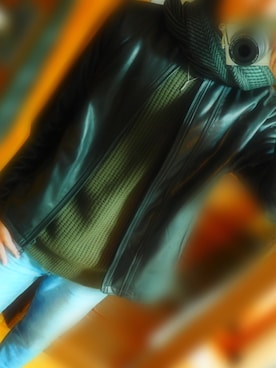 「ワッフル」｜「アイテム（ライダースジャケット）」を使った、Mcさん（メンズ・170cm）の秋コーディネート