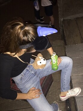 「Ungrid（アングリッド）のクロップドハイウエストストレートデニム（デニムパンツ、ブルー系）」を使った、Hanaさん（レディース・157cm）の秋コーディネート