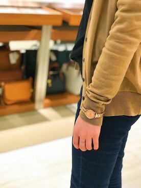 「FOSSIL（フォッシル）のアイテム（アナログ腕時計、ピンク系）」を使った、Yvintage9さん（メンズ・172cm）の冬コーディネート