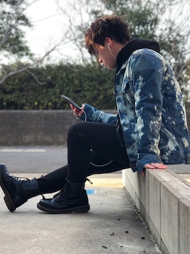 「ブリーチデニム」｜「アイテム（その他）」を使った、りゅうがさん（メンズ・163cm）の冬コーディネート