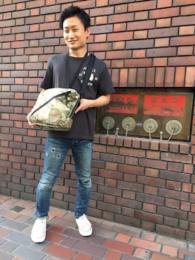 「Samsonite Red（サムソナイトレッド）のアイテム」を使った、TAKAYUKIさん（メンズ・160cm）の夏コーディネート