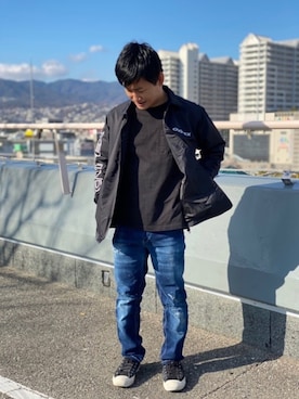 「AVIREX（アヴィレックス）のアイテム（ブルゾン）」を使った、TAKAYUKIさん（メンズ・160cm）の冬コーディネート
