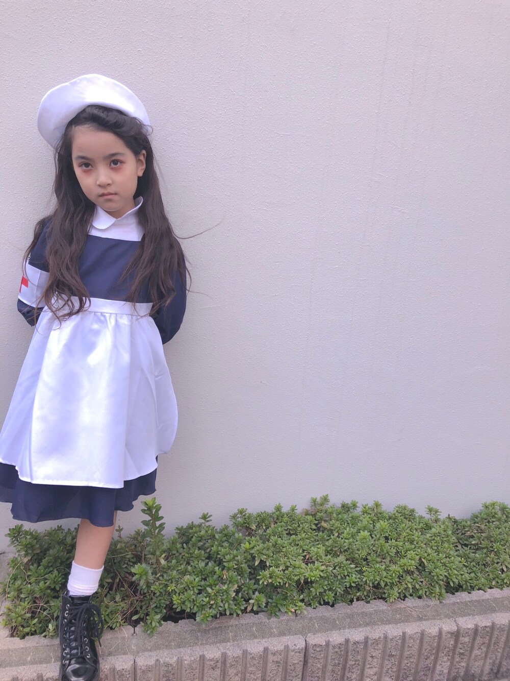 「wearhalloween2018、ハロウィン、halloween、仮装、ハロウィンコーデ、コスプレ、kidsfashion、ナース、女の子、ハロウィンメイク」｜「Catherine Cottageのアイテム（コスチューム/パーティーグッズ、ブルー系）」を使った、mihoさん（キッズ・120cm）の秋コーディネートの1枚目の写真