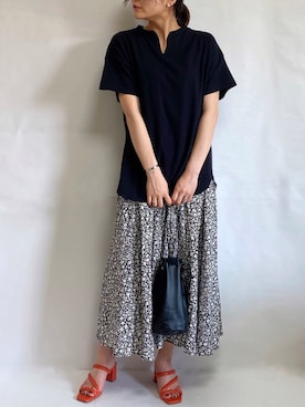 「SEVENDAYS=SUNDAY（セブンデイズサンデイ）のアイテム（Tシャツ/カットソー）」を使った、Yurinaさん（レディース・165cm）の春コーディネート