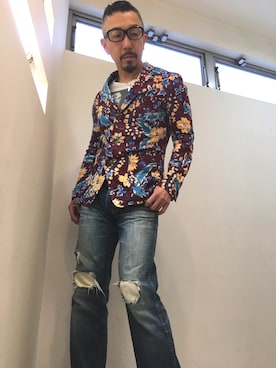 「ONE DAY KMC （ワンデイケーエムシー）のアイテム（トップス）」を使った、gekishinさん（メンズ・165cm）の春コーディネート